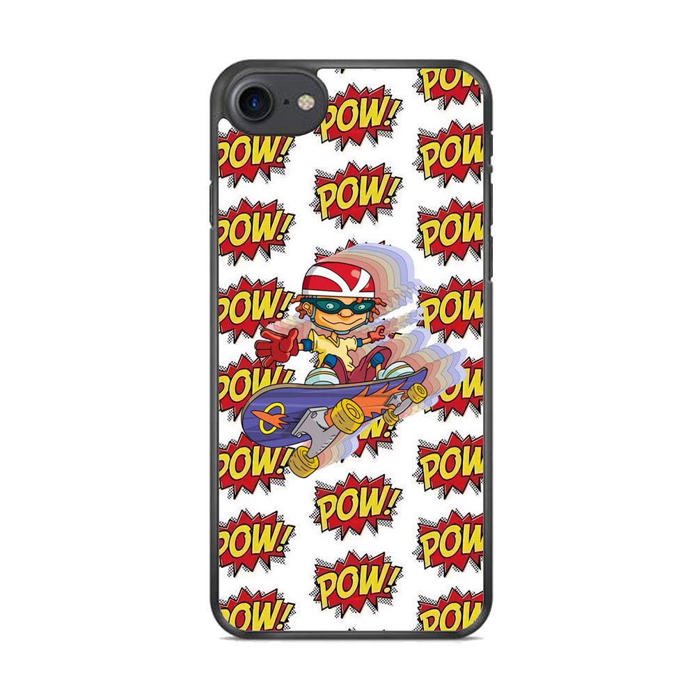 Pow Pow Skate Shadow iPhone 7 Case-Rubber White (2D Case)-Oxvistore