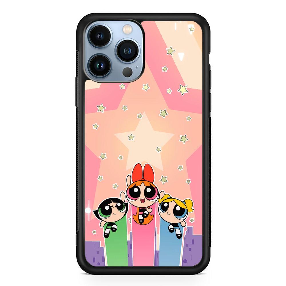 Powerpuff Girls Jump Into Universe iPhone 14 Pro Max Case-Rubber Black (2D Case)-Oxvistore