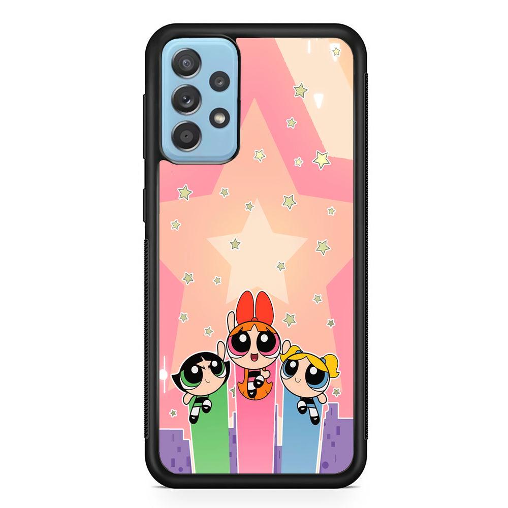 Powerpuff Girls Jump Into Universe Samsung Galaxy A52 Case-Rubber Black (2D Case)-Oxvistore
