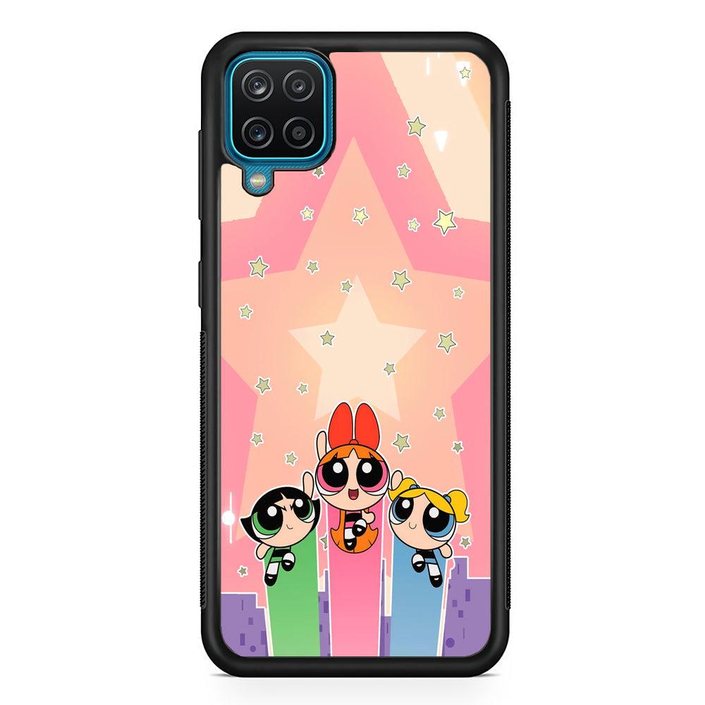 Powerpuff Girls Jump Into Universe Samsung Galaxy A12 Case-Rubber Black (2D Case)-Oxvistore
