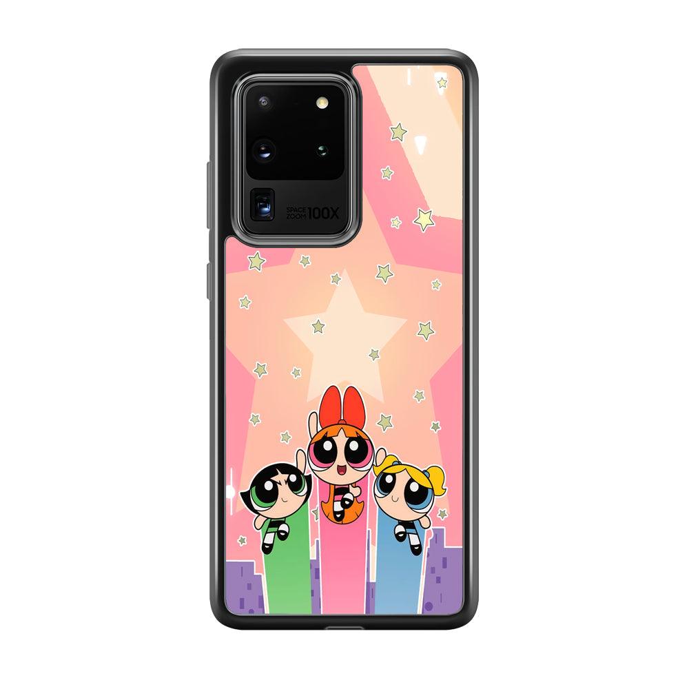 Powerpuff Girls Jump Into Universe Samsung Galaxy S20 Ultra Case-Rubber Black (2D Case)-Oxvistore