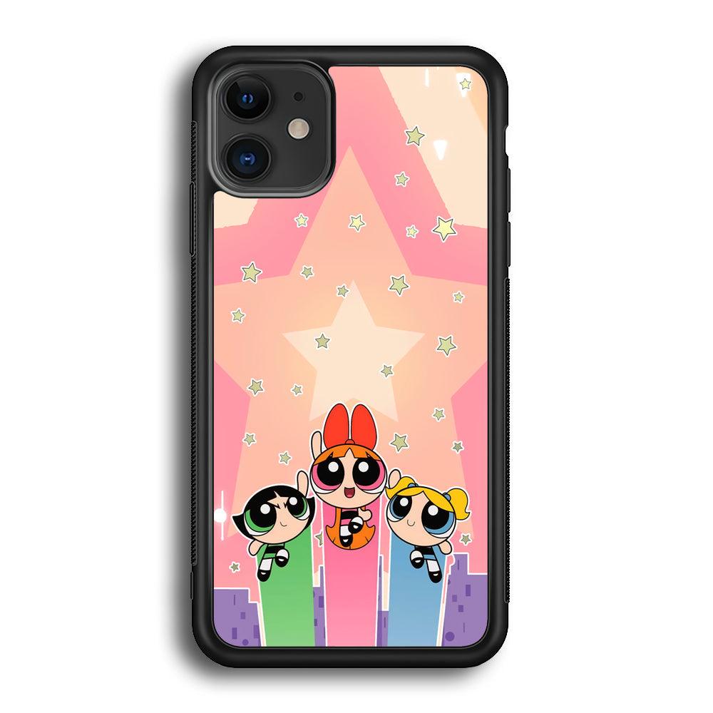 Powerpuff Girls Jump Into Universe iPhone 11 Case-Rubber Black (2D Case)-Oxvistore