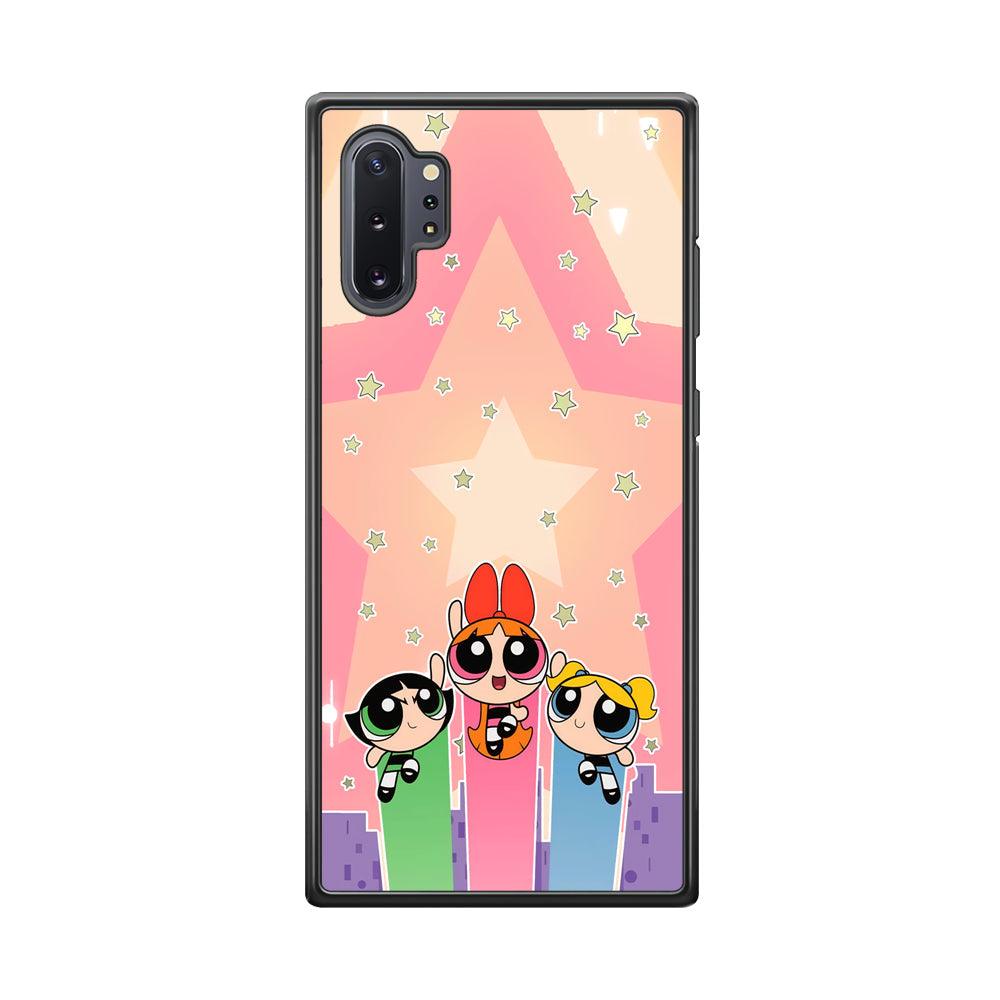 Powerpuff Girls Jump Into Universe Samsung Galaxy Note 10 Plus Case-Rubber Black (2D Case)-Oxvistore