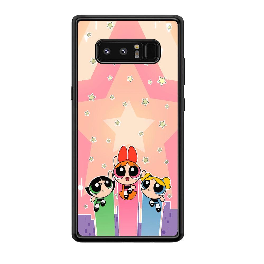 Powerpuff Girls Jump Into Universe Samsung Galaxy Note 8 Case-Rubber Black (2D Case)-Oxvistore
