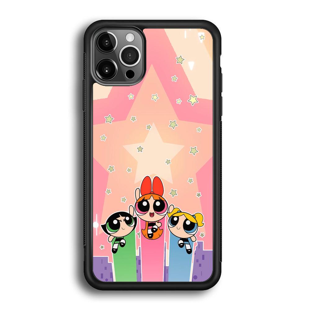 Powerpuff Girls Jump Into Universe iPhone 12 Pro Max Case-Rubber Black (2D Case)-Oxvistore