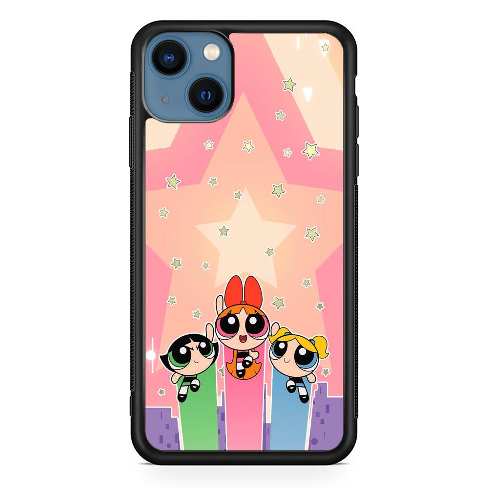 Powerpuff Girls Jump Into Universe iPhone 13 Case-Rubber Black (2D Case)-Oxvistore