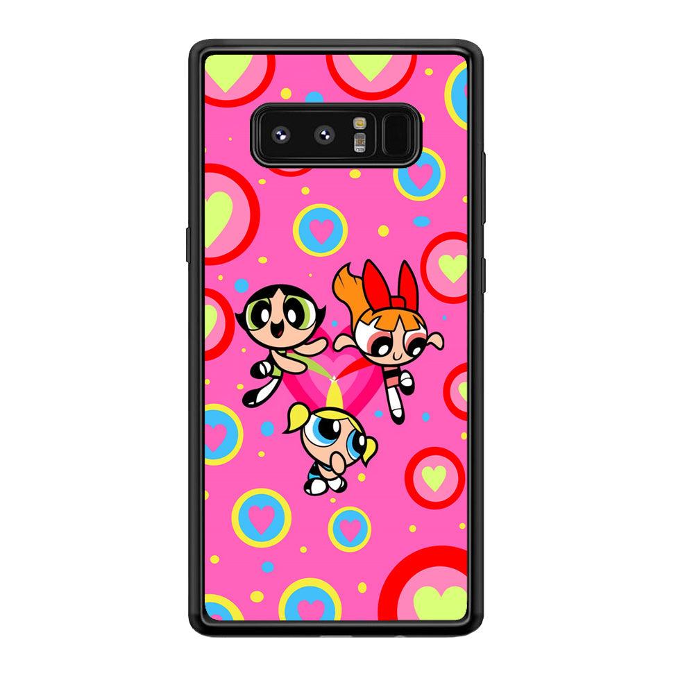 Powerpuff Girls Love Strength Samsung Galaxy Note 8 Case-Rubber Black (2D Case)-Oxvistore