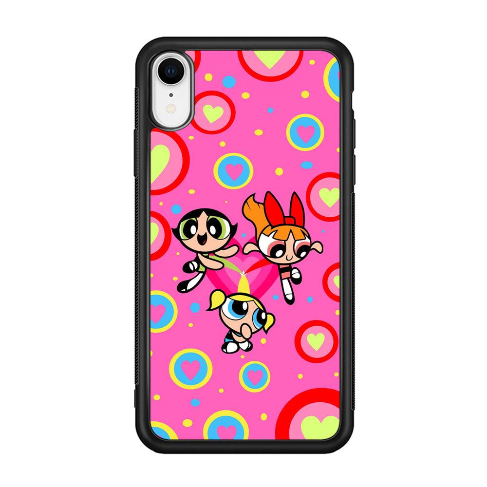 Powerpuff Girls Love Strength iPhone XR Case-Rubber Black (2D Case)-Oxvistore
