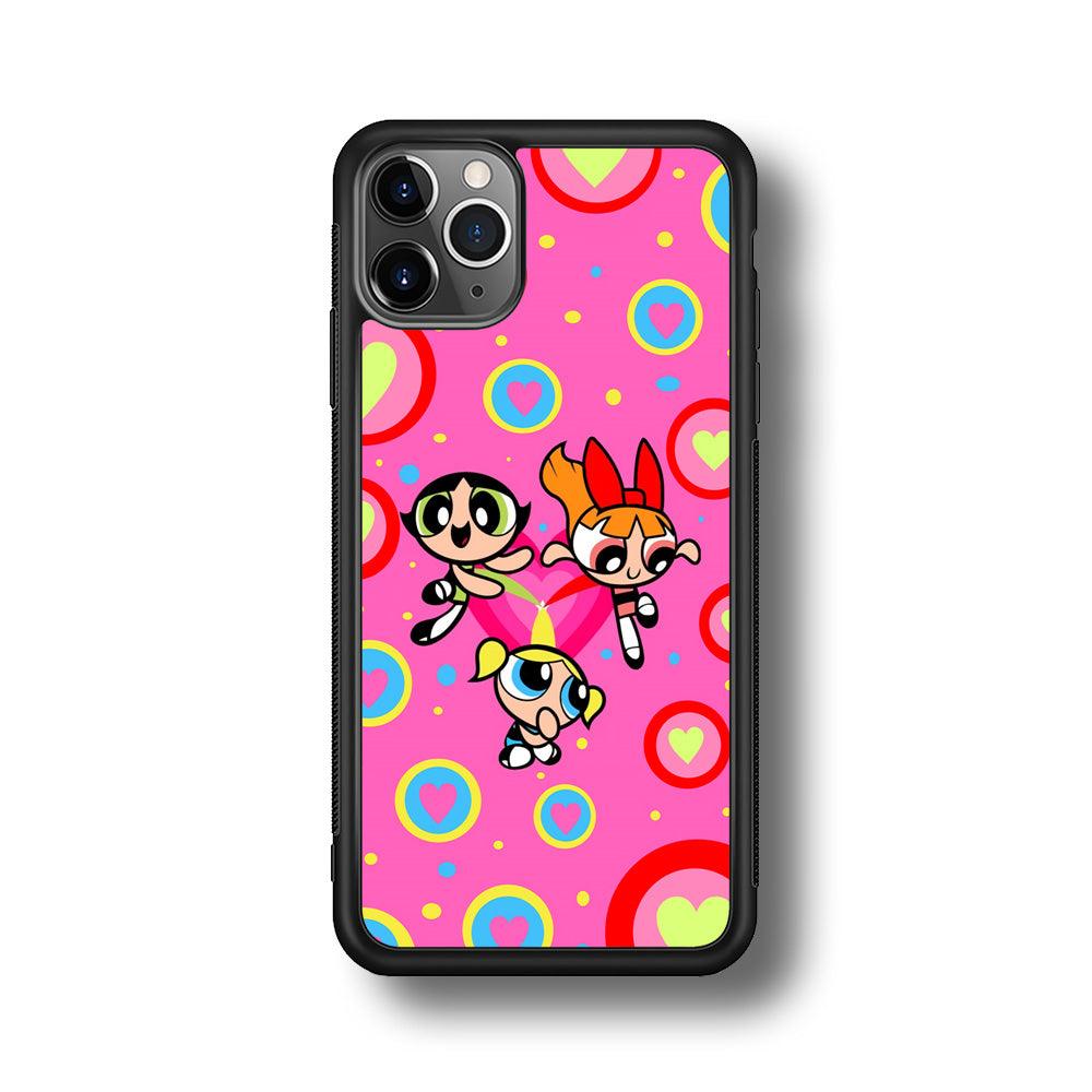 Powerpuff Girls Love Strength iPhone 11 Pro Max Case-Rubber Black (2D Case)-Oxvistore