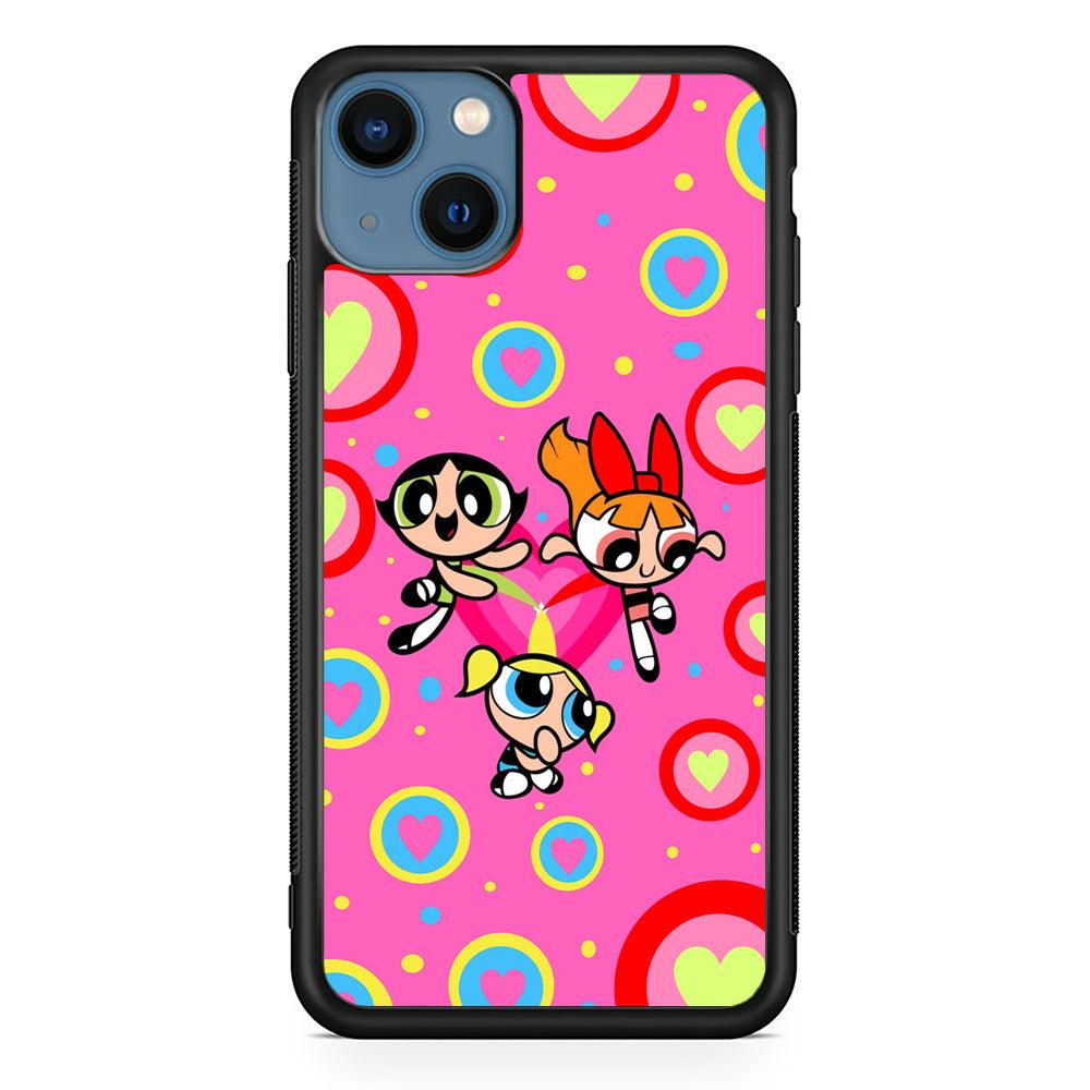 Powerpuff Girls Love Strength iPhone 15 Case-Rubber Black (2D Case)-Oxvistore