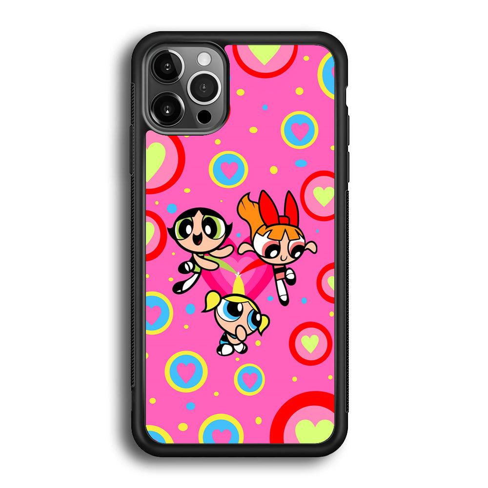 Powerpuff Girls Love Strength iPhone 12 Pro Max Case-Rubber Black (2D Case)-Oxvistore