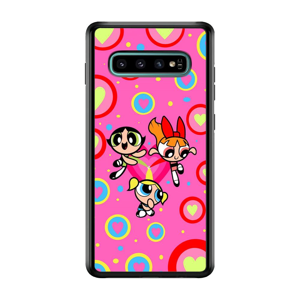 Powerpuff Girls Love Strength Samsung Galaxy S10 Case-Rubber Black (2D Case)-Oxvistore