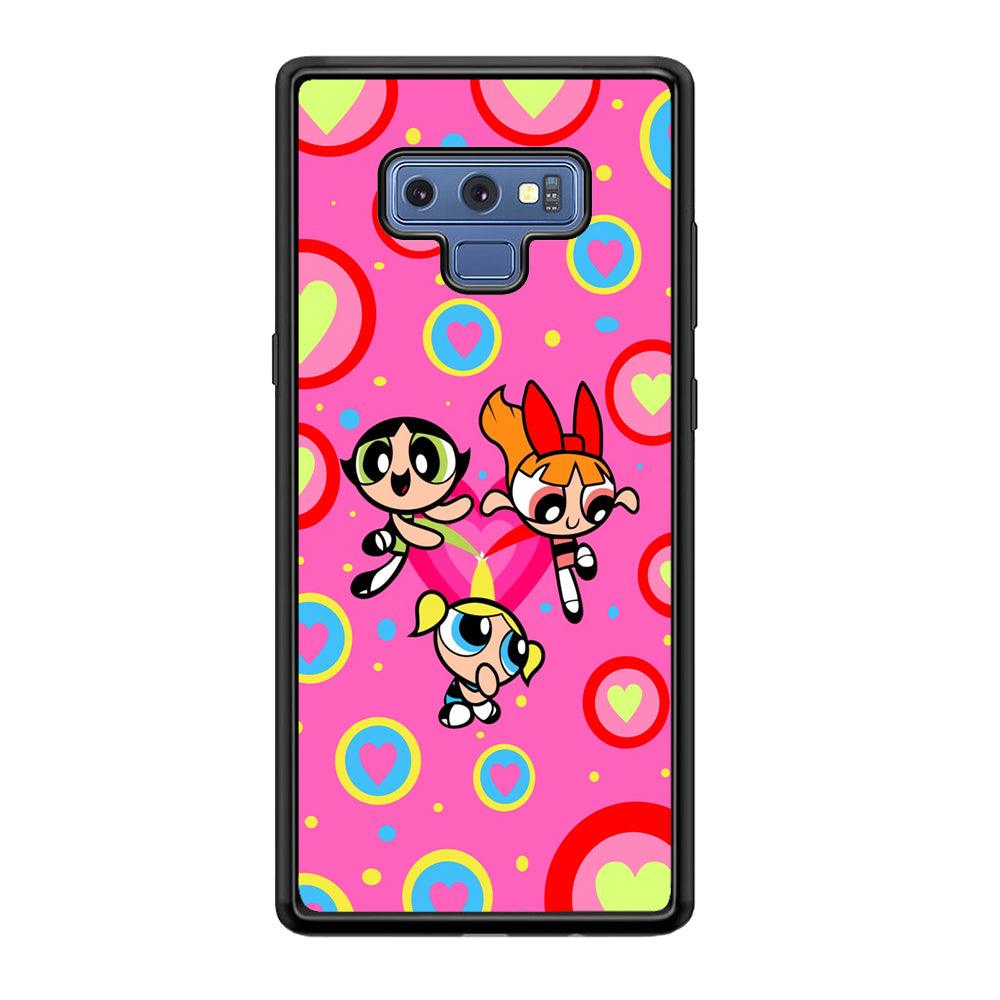 Powerpuff Girls Love Strength Samsung Galaxy Note 9 Case-Rubber Black (2D Case)-Oxvistore