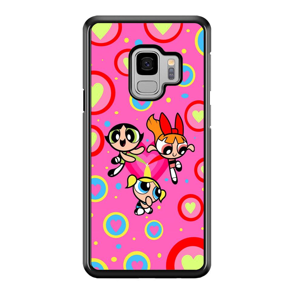 Powerpuff Girls Love Strength Samsung Galaxy S9 Case-Rubber Black (2D Case)-Oxvistore