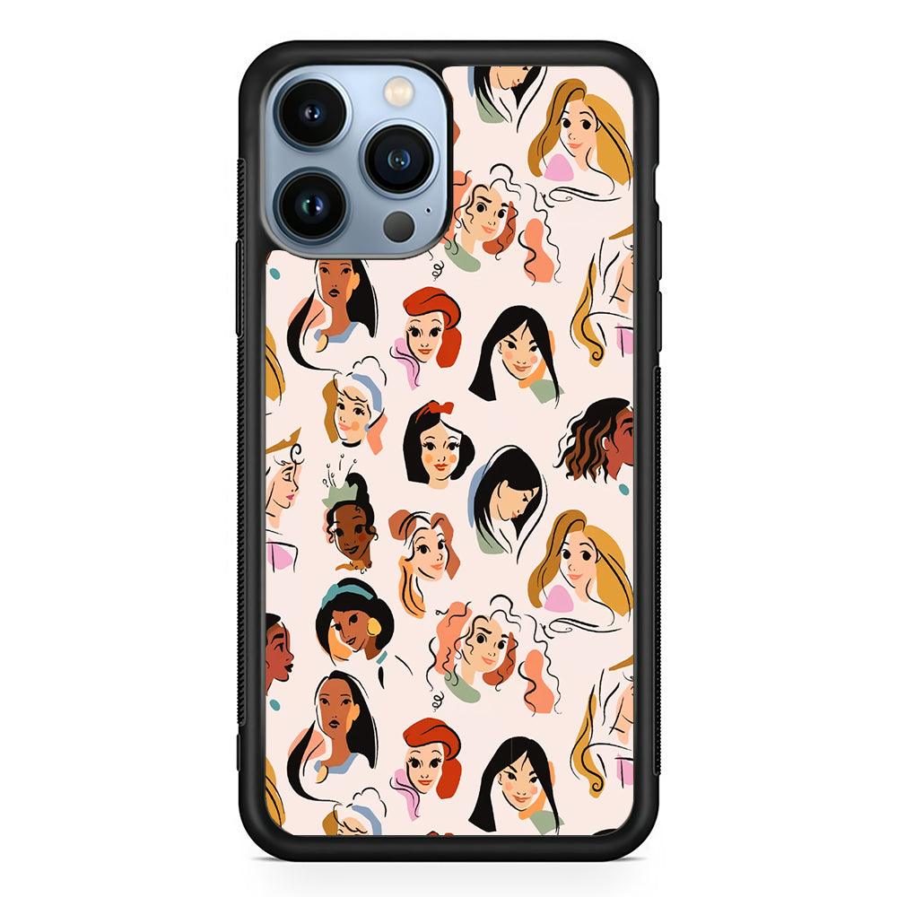 Princess Face Sketch Collection 2D Rubber Phone Case-Black-Oxvistore