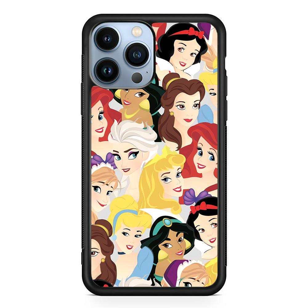 Princess of Disney Collage Beauty Face iPhone 14 Pro Max Case-Rubber Black (2D Case)-Oxvistore