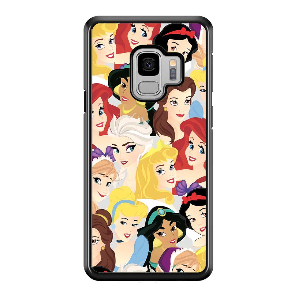 Princess of Disney Collage Beauty Face Samsung Galaxy S9 Case-Rubber Black (2D Case)-Oxvistore