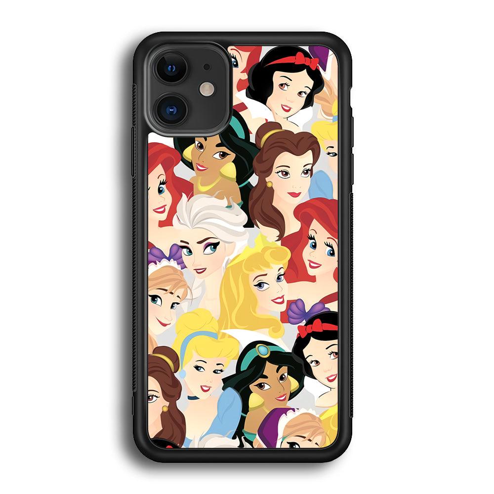Princess of Disney Collage Beauty Face iPhone 12 Case-Rubber Black (2D Case)-Oxvistore