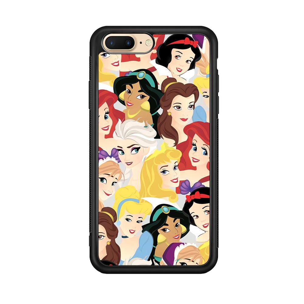 Princess of Disney Collage Beauty Face iPhone 8 Plus Case-Rubber Black (2D Case)-Oxvistore