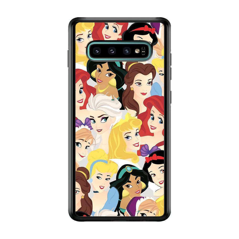 Princess of Disney Collage Beauty Face Samsung Galaxy S10 Case-Rubber Black (2D Case)-Oxvistore