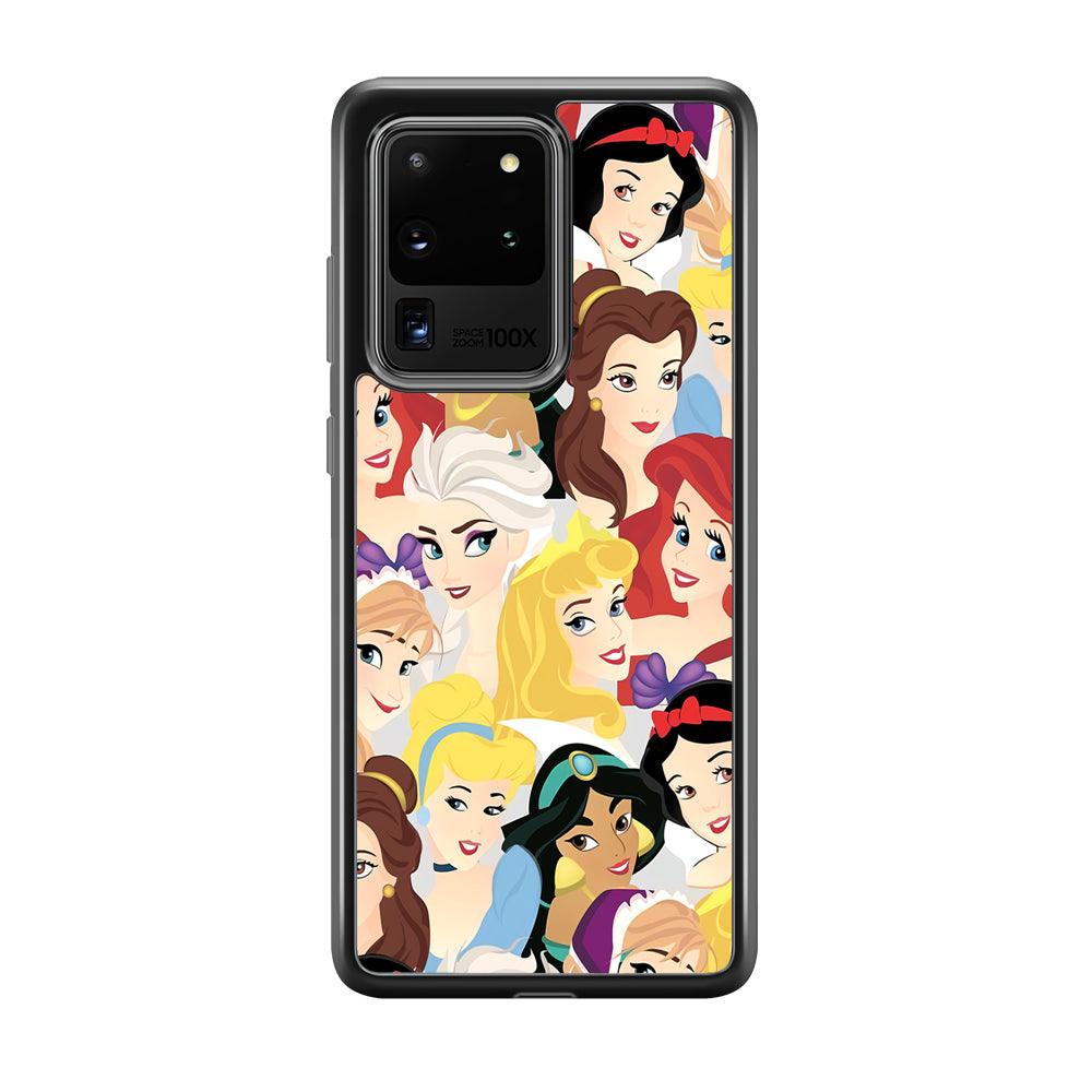 Princess of Disney Collage Beauty Face Samsung Galaxy S20 Ultra Case-Rubber Black (2D Case)-Oxvistore