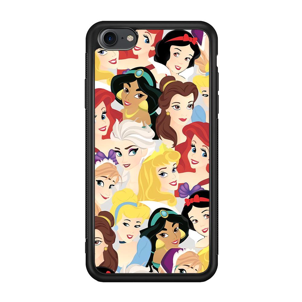 Princess of Disney Collage Beauty Face iPhone 8 Case-Rubber Black (2D Case)-Oxvistore