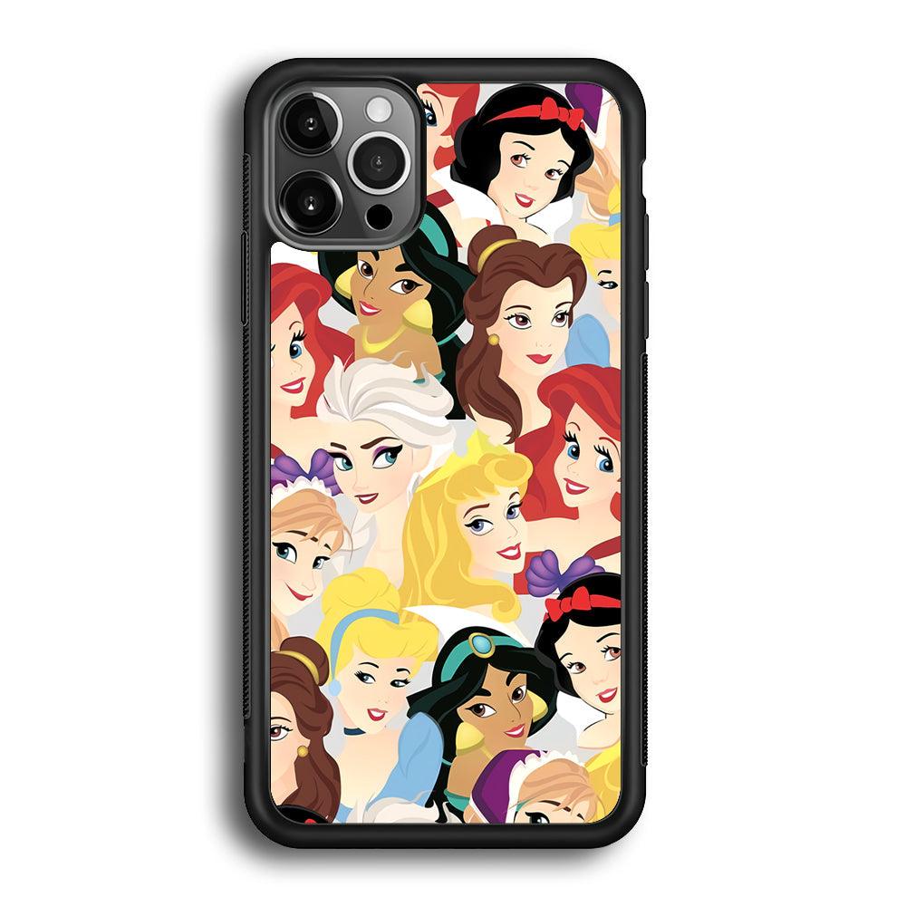 Princess of Disney Collage Beauty Face iPhone 12 Pro Case-Rubber Black (2D Case)-Oxvistore