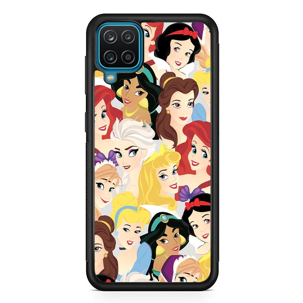 Princess of Disney Collage Beauty Face Samsung Galaxy A12 Case-Rubber Black (2D Case)-Oxvistore