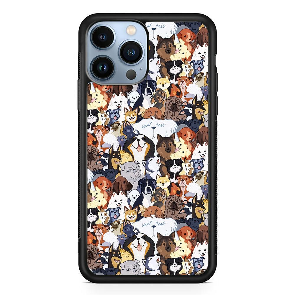Puppy Party Pattern 2D Rubber Phone Case-Black-Oxvistore
