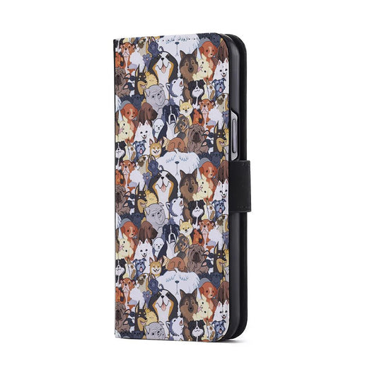 Puppy Party Pattern Flip Wallet Phone Case-Oxvistore