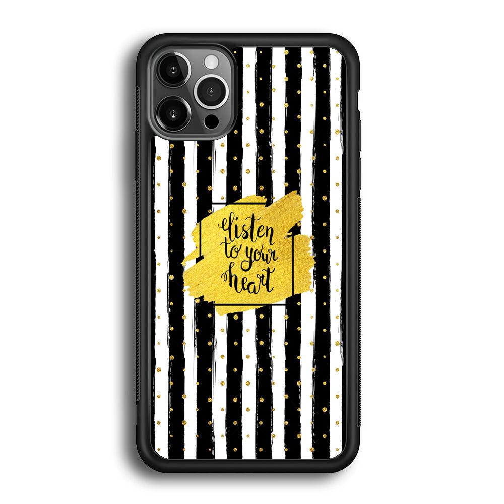 Quote Love The Voice of Heart iPhone 12 Pro Case-Rubber Black (2D Case)-Oxvistore