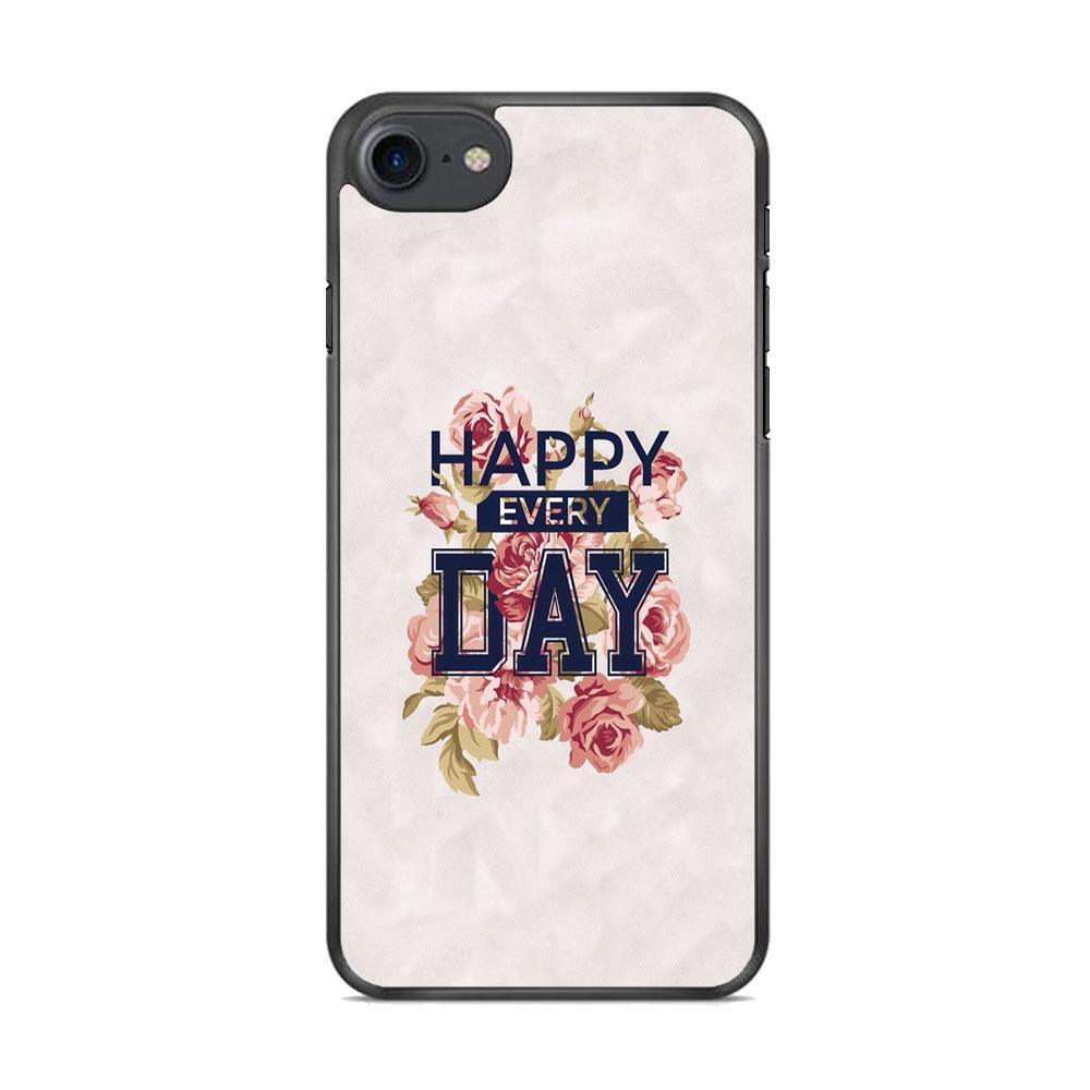 Quote Simple Happiness iPhone 7 Case-Rubber Black (2D Case)-Oxvistore