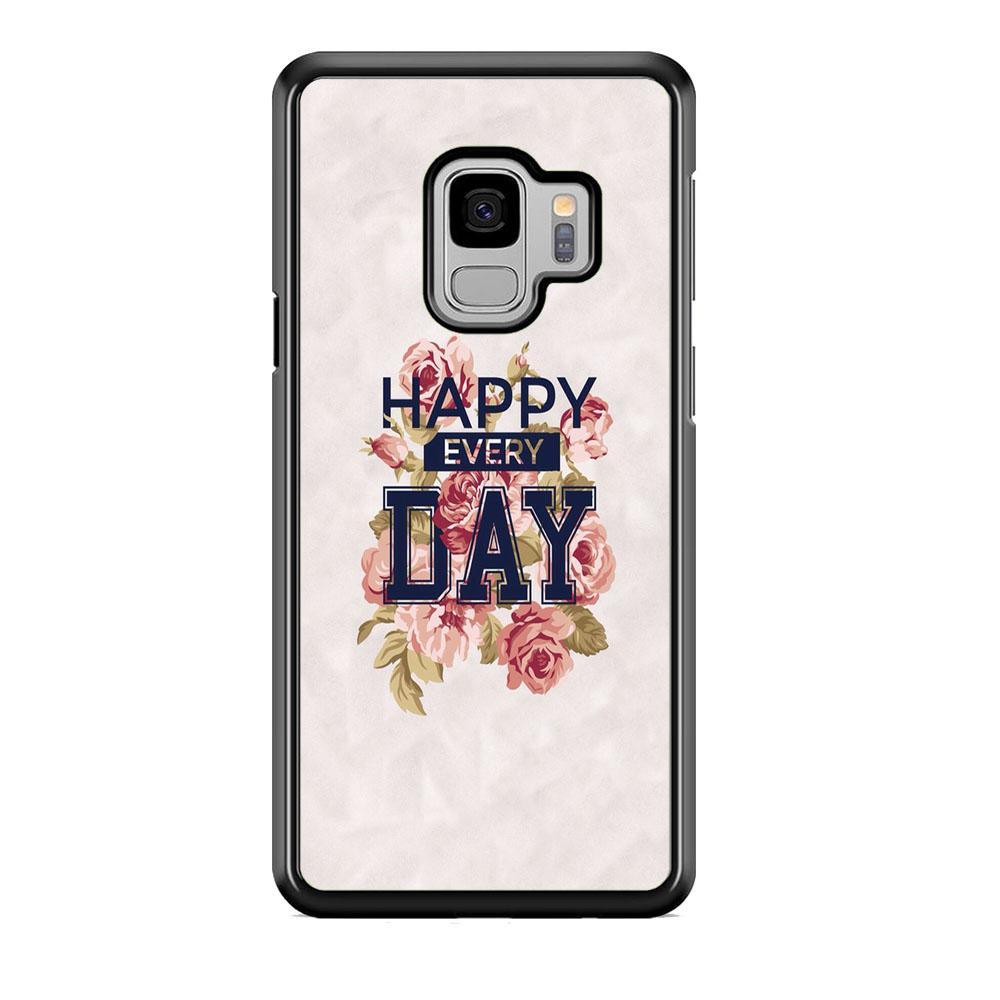 Quote Simple Happiness Samsung Galaxy S9 Case-Rubber Black (2D Case)-Oxvistore