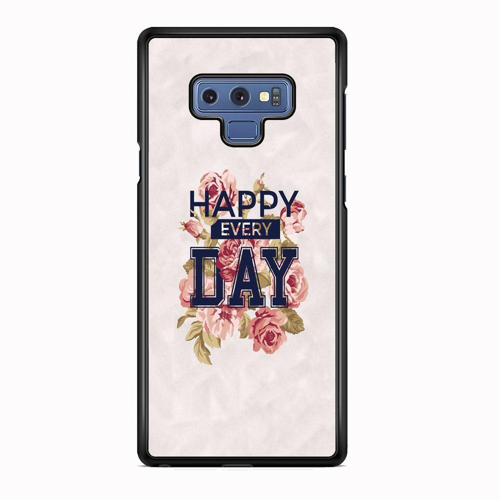 Quote Simple Happiness Samsung Galaxy Note 9 Case-Rubber Black (2D Case)-Oxvistore