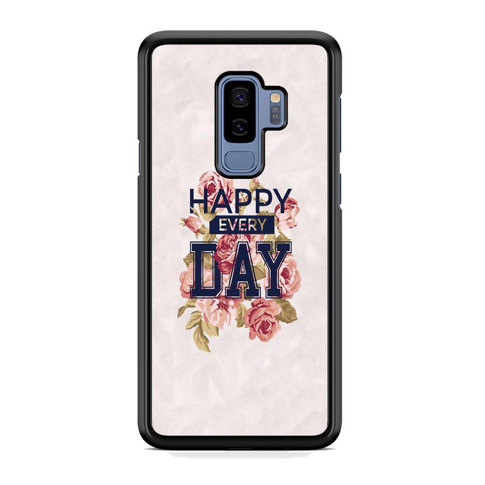 Quote Simple Happiness Samsung Galaxy S9 Plus Case-Rubber Black (2D Case)-Oxvistore