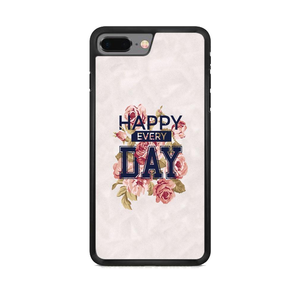 Quote Simple Happiness iPhone 7 Plus Case-Rubber Black (2D Case)-Oxvistore