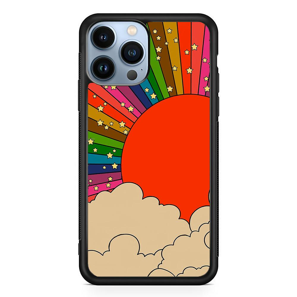 Rainbow 70s Sunset 2D Rubber Phone Case-Black-Oxvistore