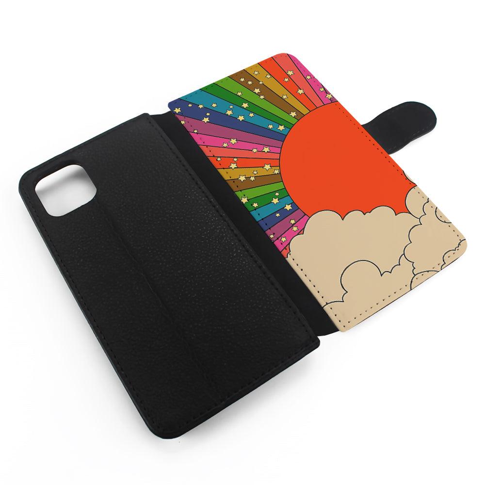 Rainbow 70s Sunset Flip Wallet Phone Case-Oxvistore