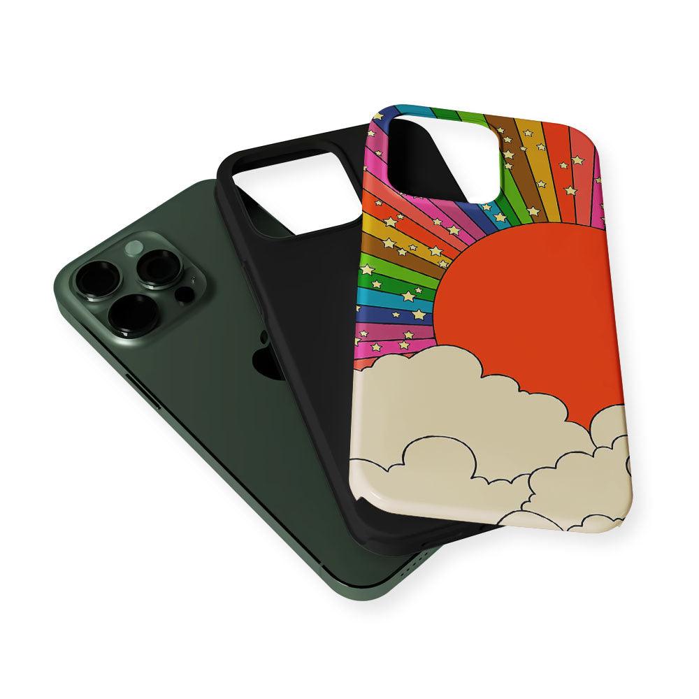 Rainbow 70s Sunset 2 in 1 Tough Phone Case-Oxvistore