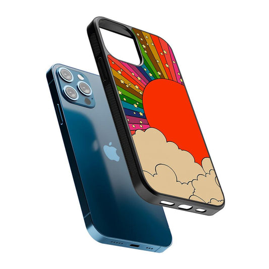 Rainbow 70s Sunset 2D Rubber Phone Case-Oxvistore
