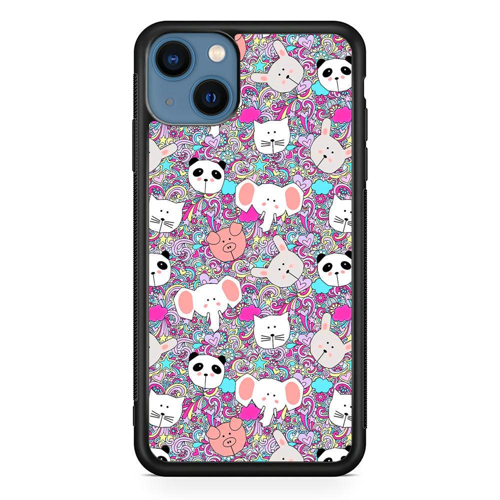 Rainbow Life of Animal iPhone 14 Case-Rubber White (2D Case)-Oxvistore