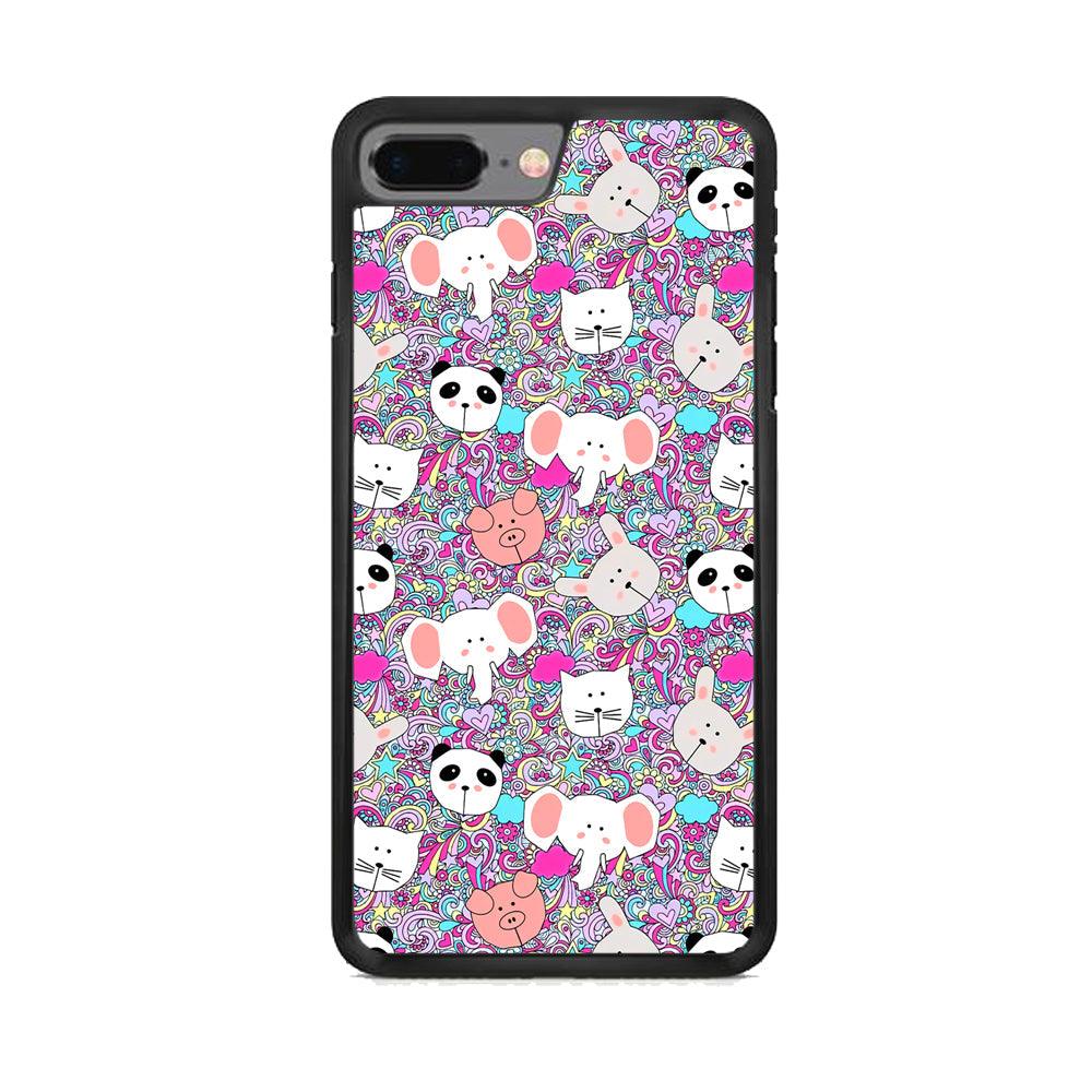 Rainbow Life of Animal iPhone 7 Plus Case-Rubber White (2D Case)-Oxvistore