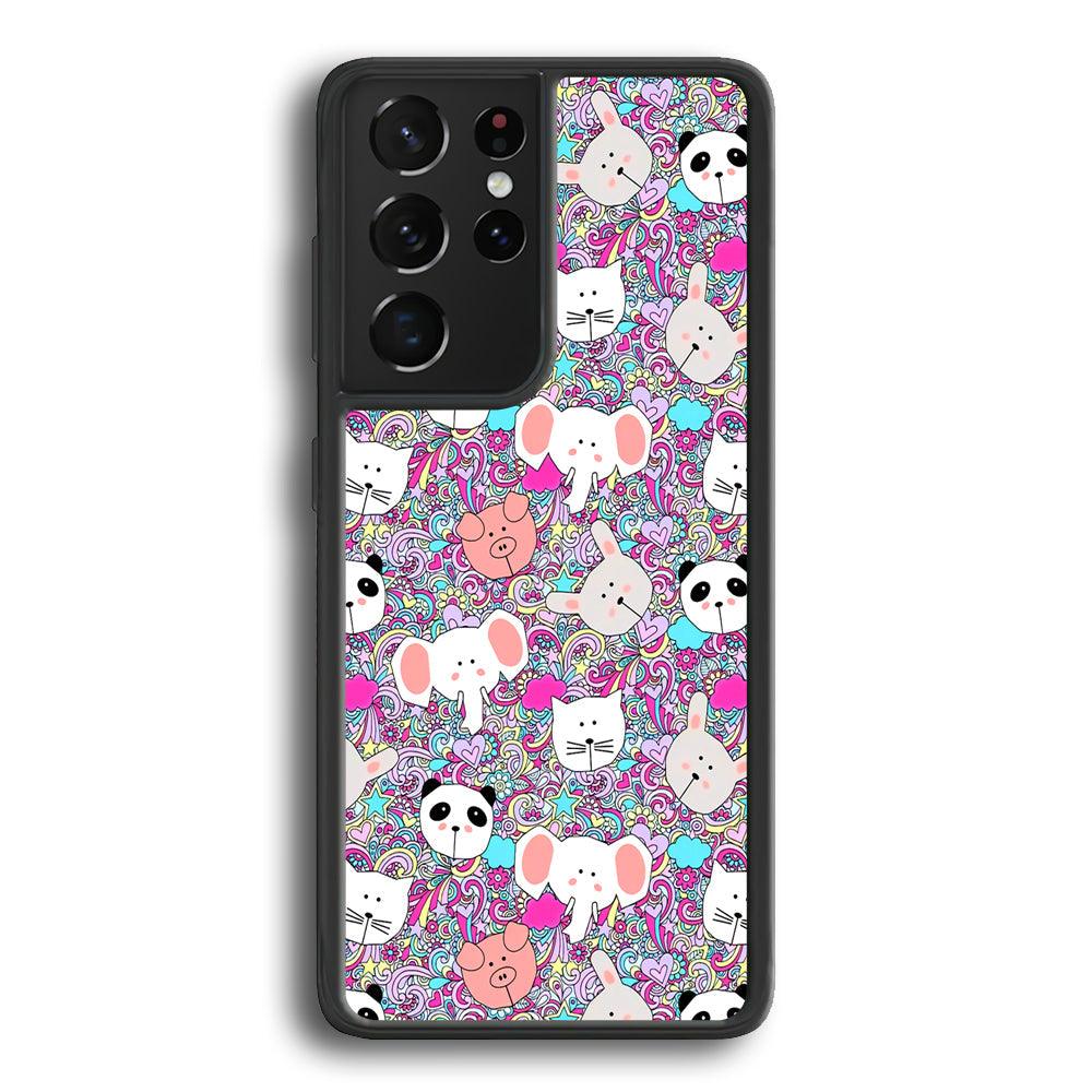 Rainbow Life of Animal Samsung Galaxy S23 Ultra Case-Rubber Black (2D Case)-Oxvistore