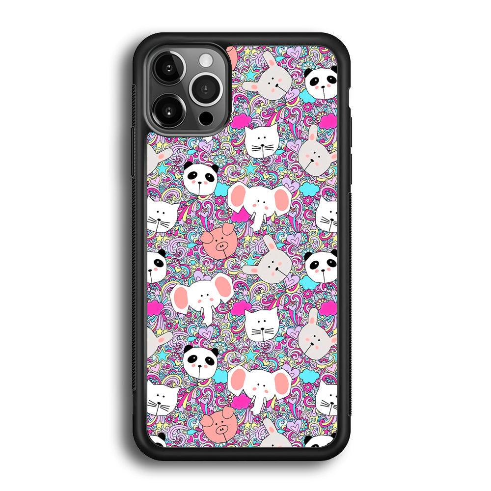 Rainbow Life of Animal iPhone 12 Pro Max Case-Rubber White (2D Case)-Oxvistore