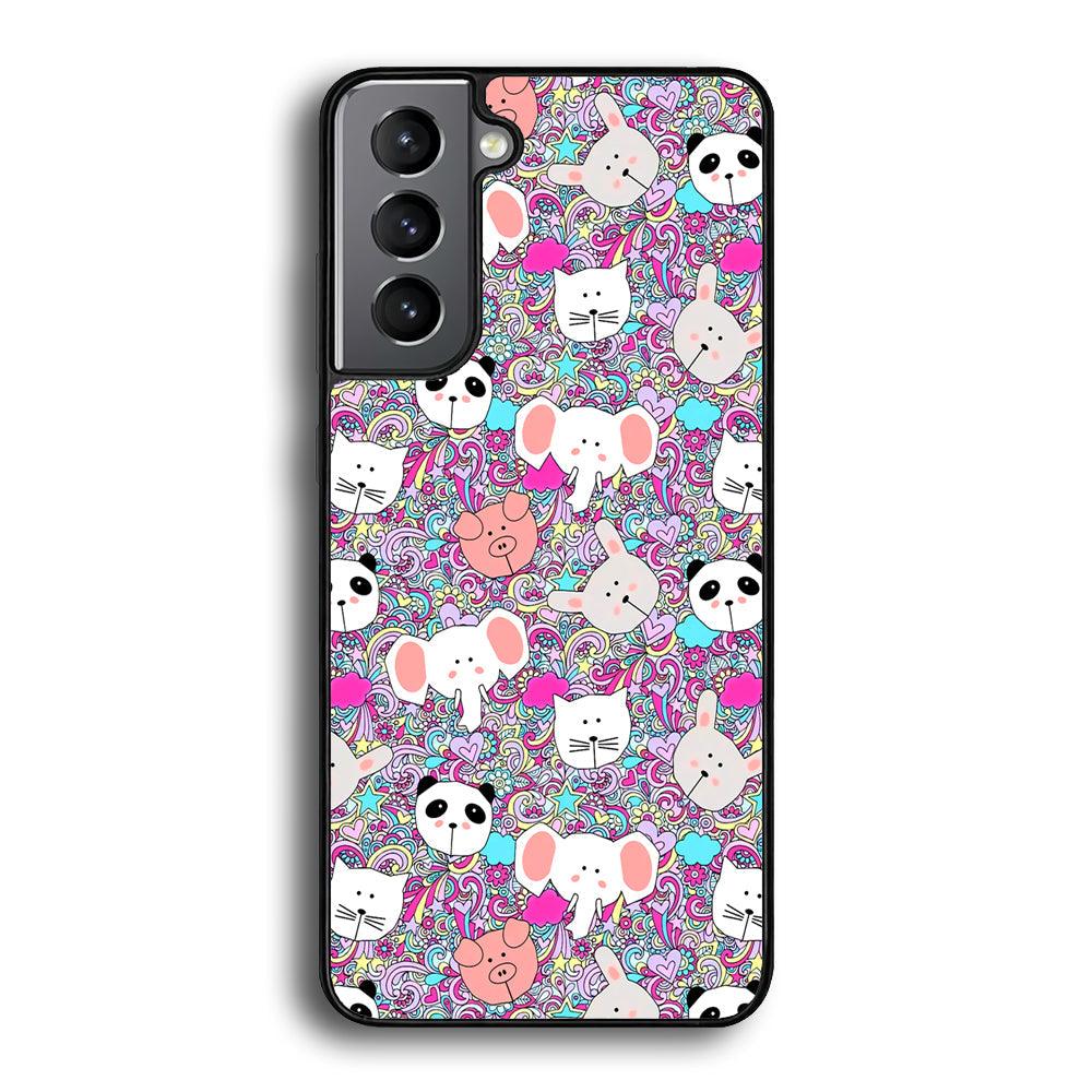 Rainbow Life of Animal Samsung Galaxy S21 Case-Rubber Black (2D Case)-Oxvistore