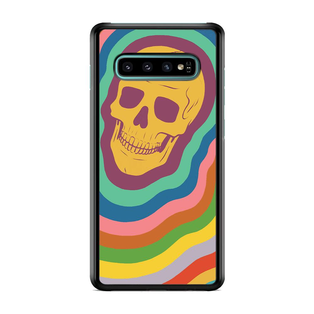 Rainbow Smily Skull Samsung Galaxy S10 Case-Rubber Black (2D Case)-Oxvistore