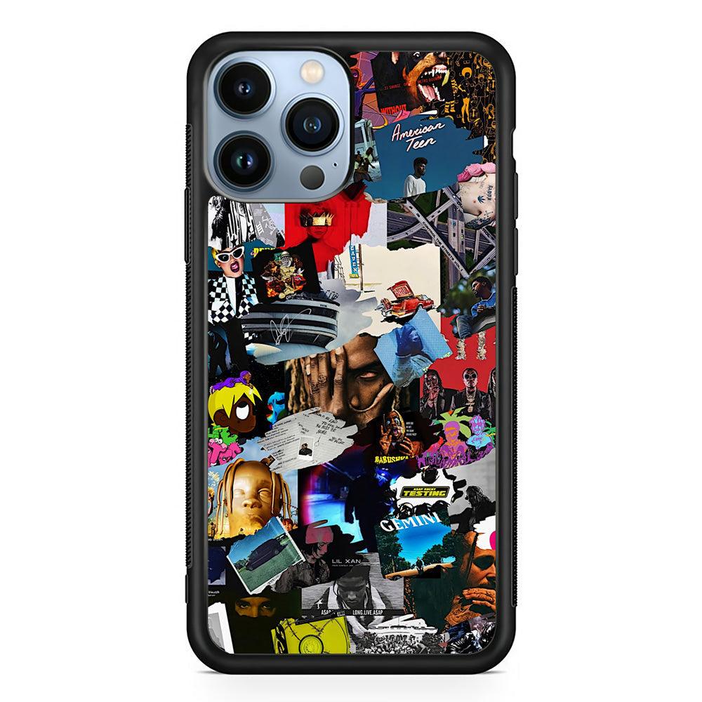 Rap Music Frame Work iPhone 14 Pro Max Case-Rubber Black (2D Case)-Oxvistore
