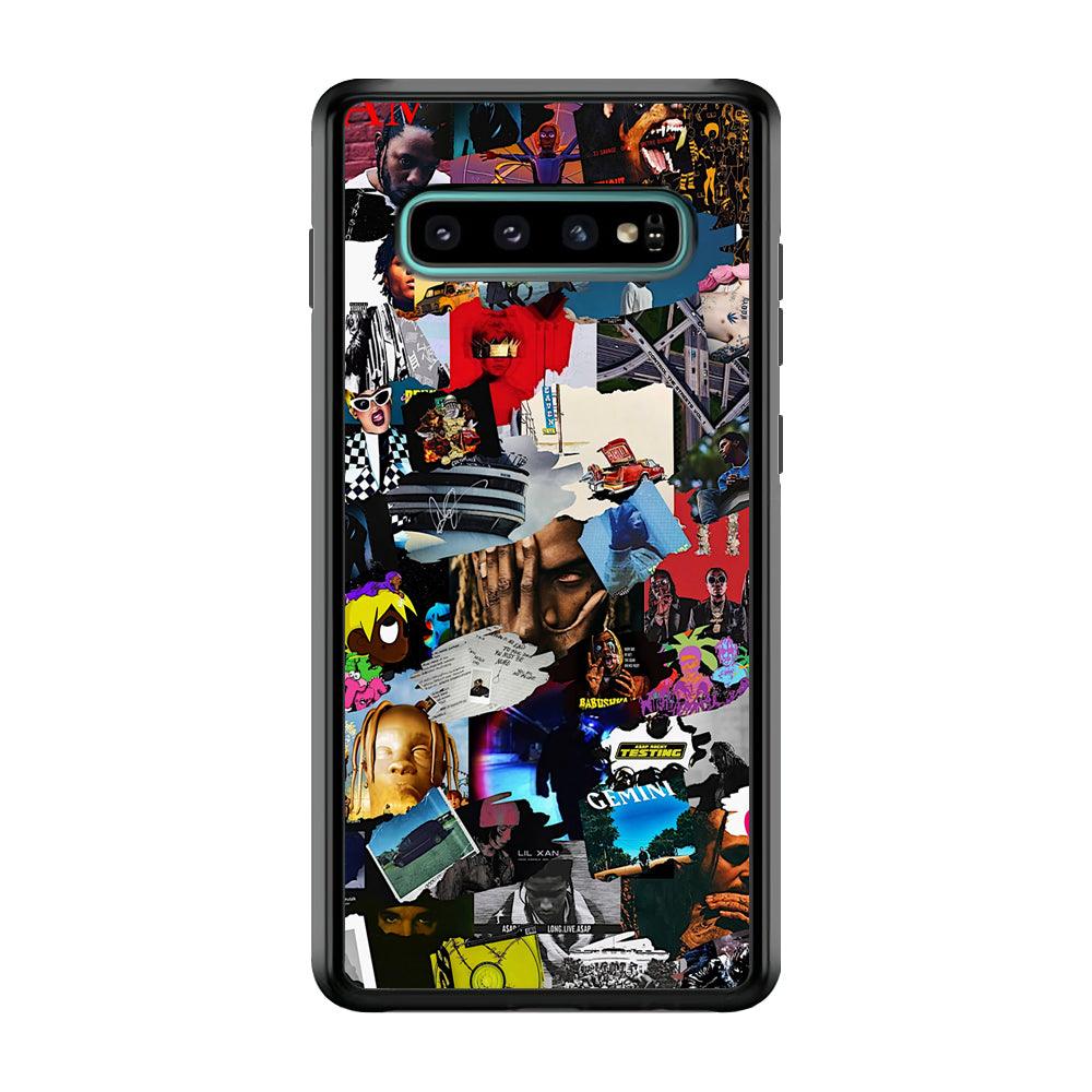 Rap Music Frame Work Samsung Galaxy S10 Case-Rubber Black (2D Case)-Oxvistore