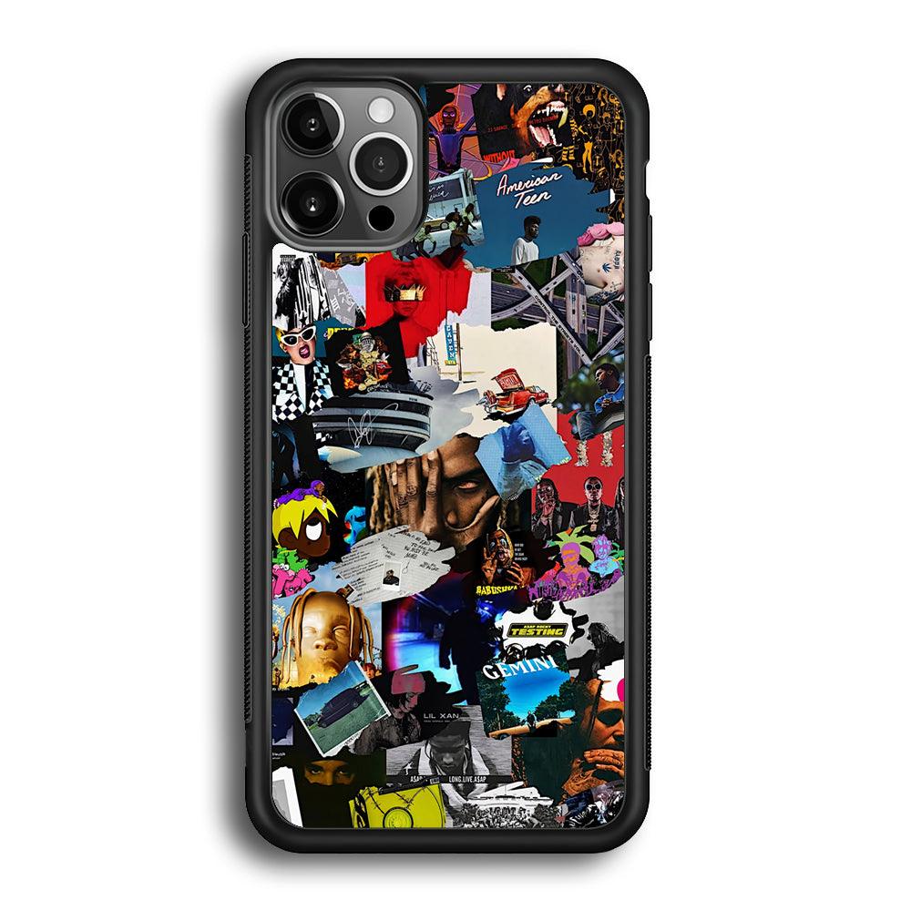 Rap Music Frame Work iPhone 12 Pro Max Case-Rubber Black (2D Case)-Oxvistore