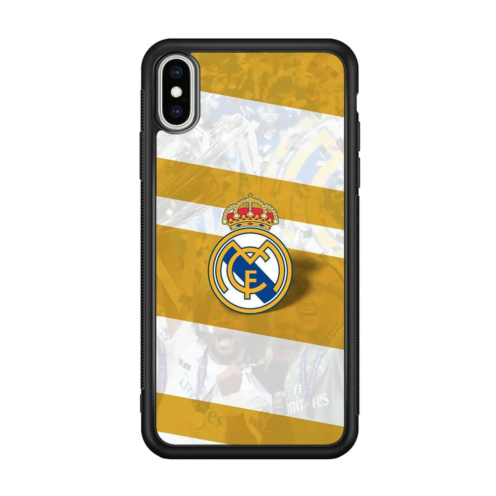 Real Madrid Pride of History iPhone XS Case-Rubber Black (2D Case)-Oxvistore